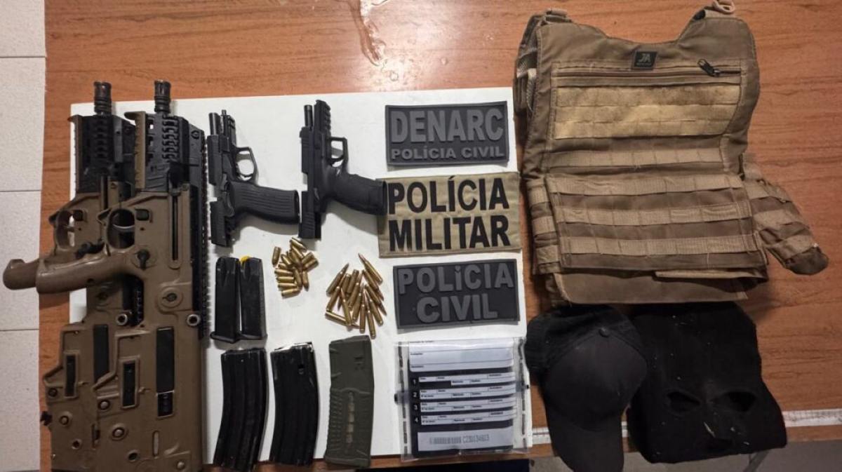Fuzis e pistolas apreendidos após confronto na BR-367