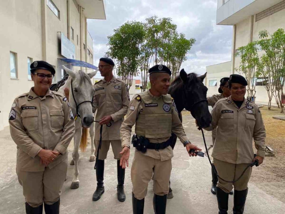 Esquadrão de Polícia Montada de Feira de Santana e seus cavalos, que também participaram da ação Esquadrão de Polícia Montada de Feira de Santana e seus cavalos, que também participaram da ação