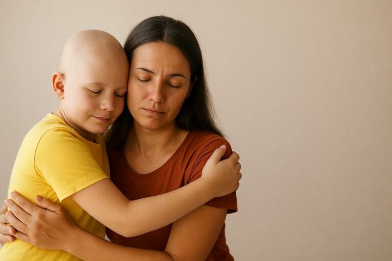 crianca-doenta-mae-pais-filhos-doenca-cancer-foto-gerado-por-ia-promp-iasmim-santos-