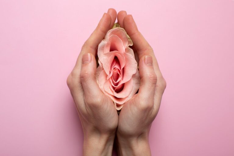 Mulher-segurando-rosa-sistema-reprodutivo-Foto-Reproducao-Freepik