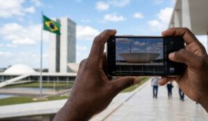 pessoa-tirando-foto-do-Senado-Federal-imagem-gerada-com-auxilio-de-inteligencia-artificial